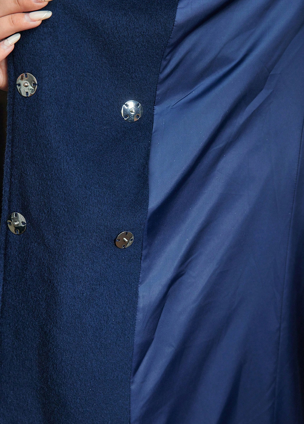 Синее демисезонное Пальто двубортное SHEIN