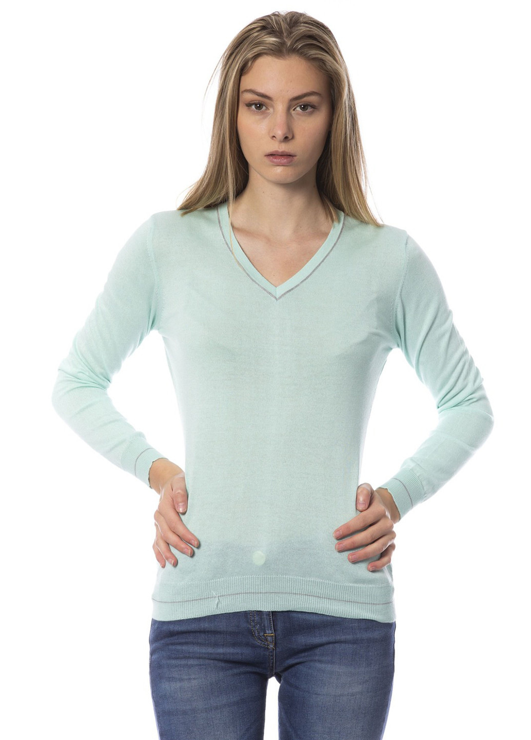 Светло-бирюзовый демисезонный пуловер пуловер Roberto Cavalli