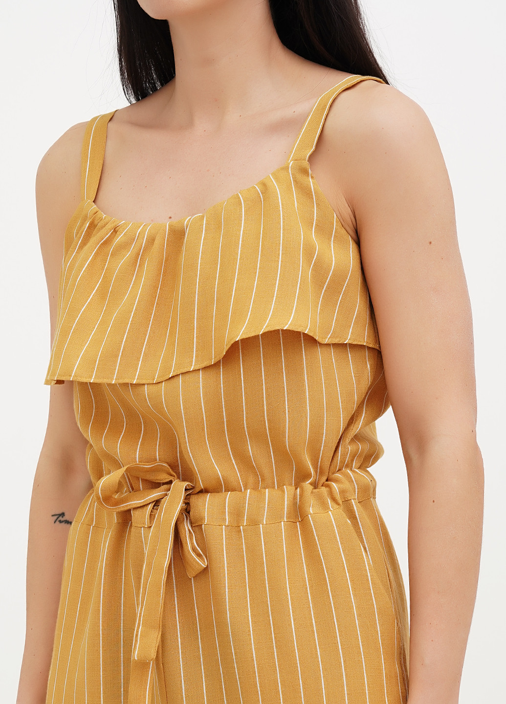 Комбинезон Babylon комбинезон-брюки полоска горчичный кэжуал вискоза