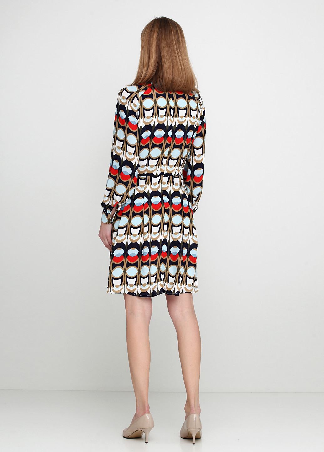 Комбинированное кэжуал платье короткое H&M с абстрактным узором