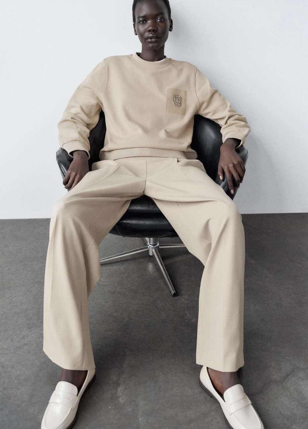 Zara Туфлі лофери світло-бежевий з штучна шкіра, іспанія — демісезон (360421460)