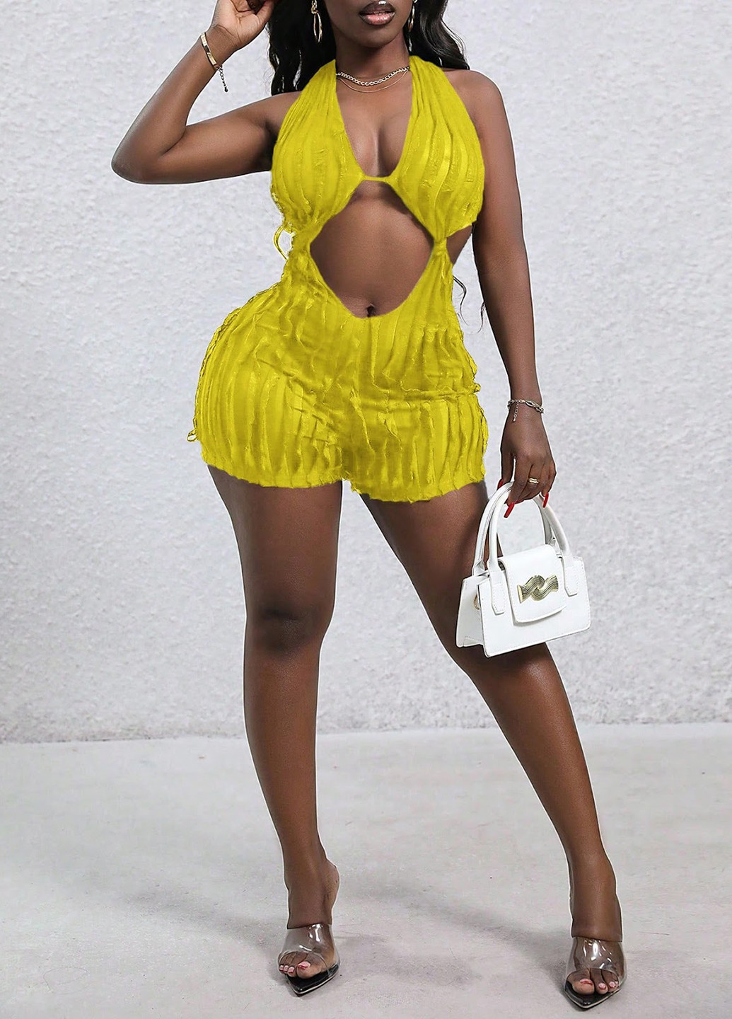 Комбінезон SHEIN комбінезон-шорти однотонний оливковий коктейльний поліестер