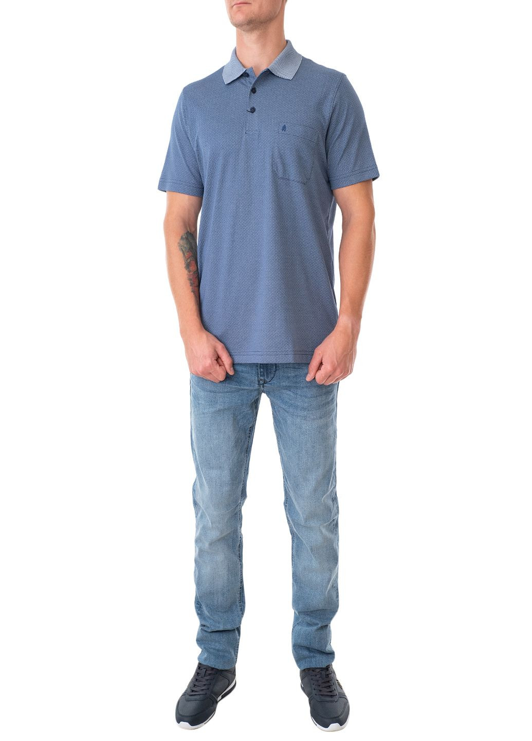 Синяя футболка-поло для мужчин Ragman с геометрическим узором