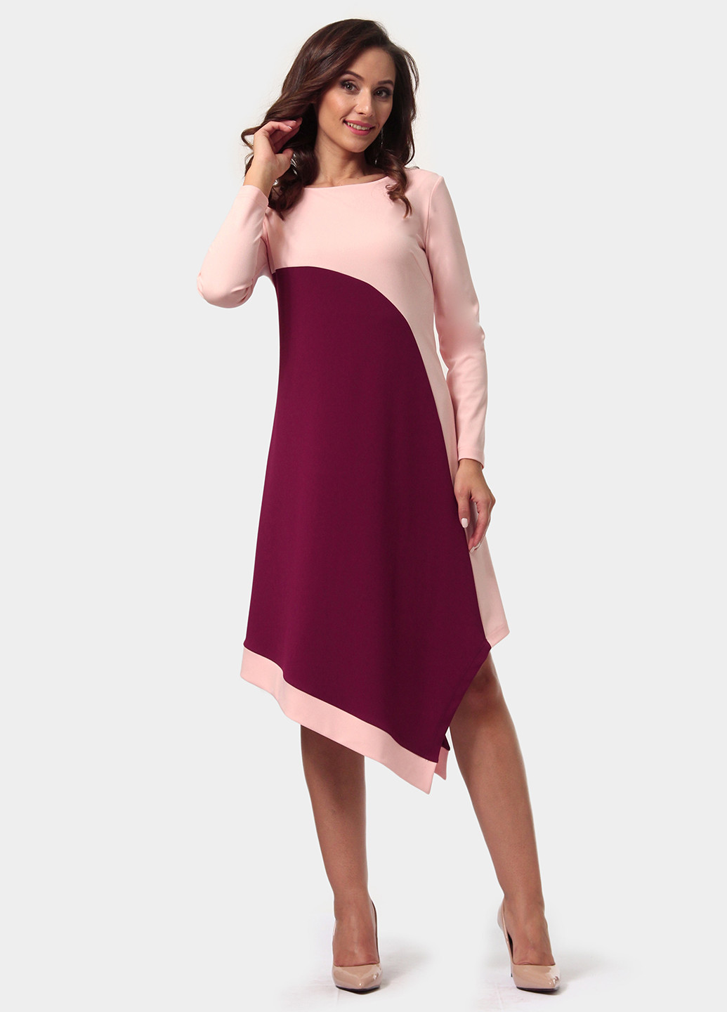 Розово-лиловое кэжуал платье а-силуэт Alika Kruss однотонное