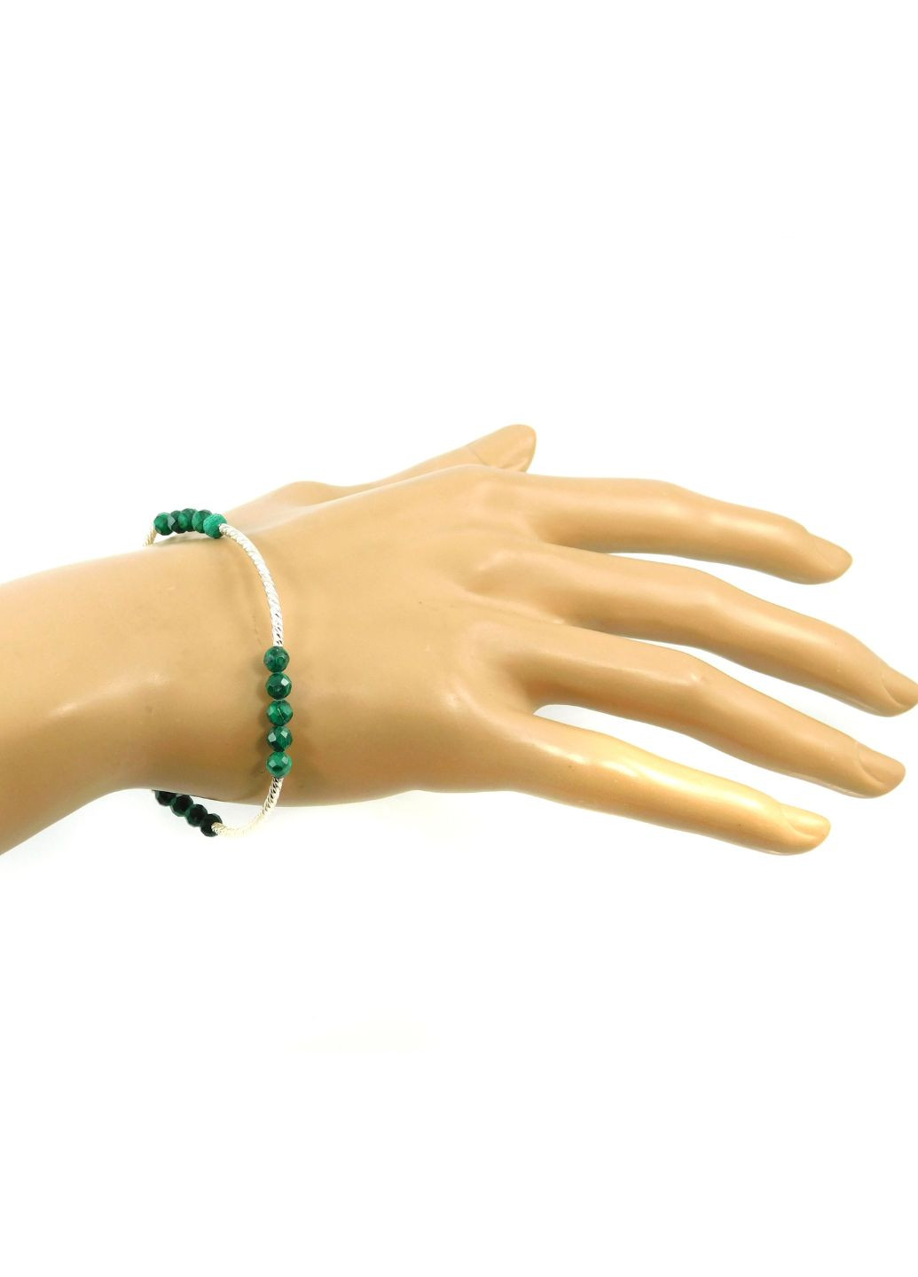 Эксклюзивный браслет "Женский стиль" Малахит грань, серебряная застежка, 17 размер Fursa fashion браслет (253996577)