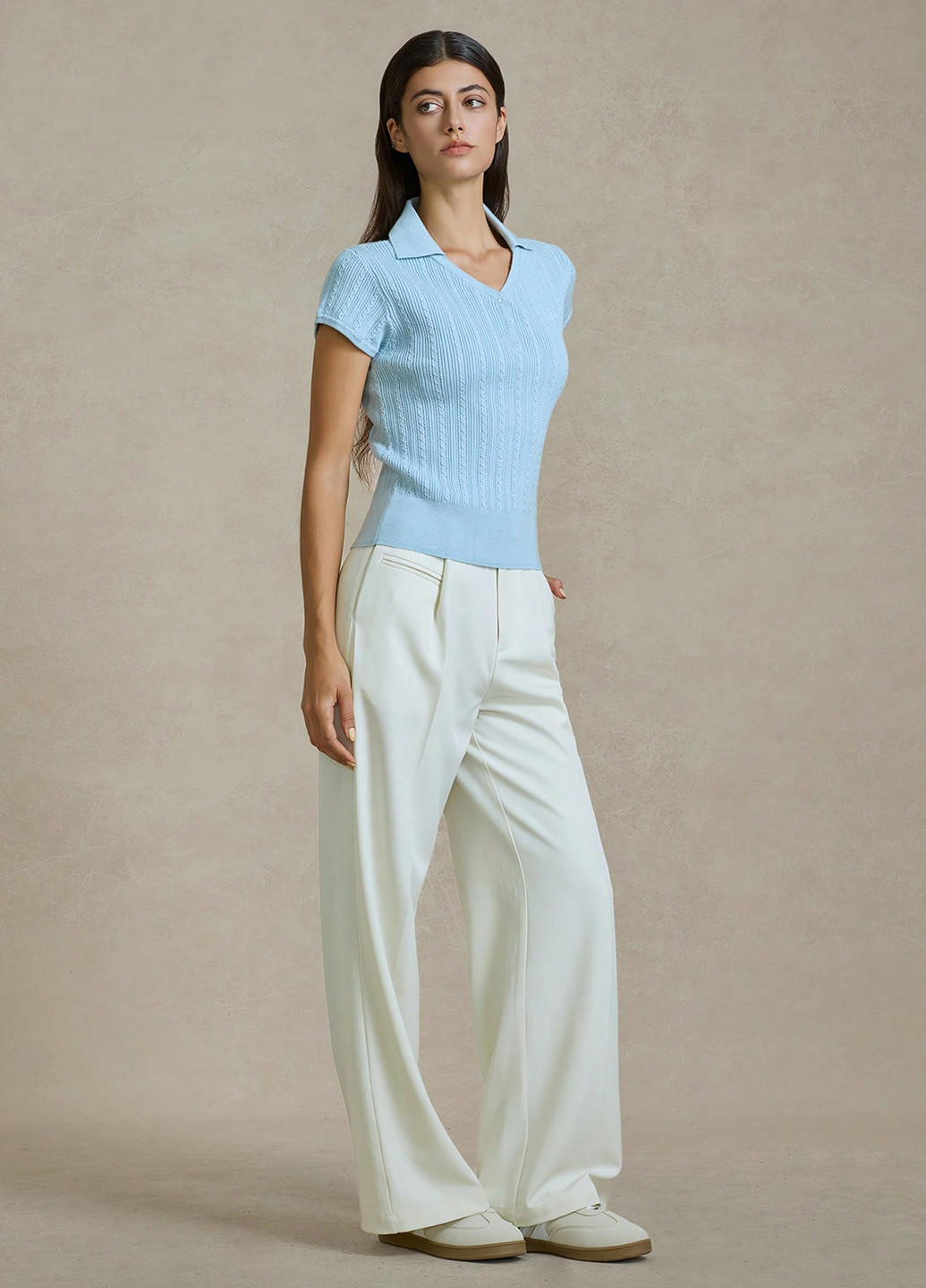 Мятная женская футболка-поло SHEIN однотонная