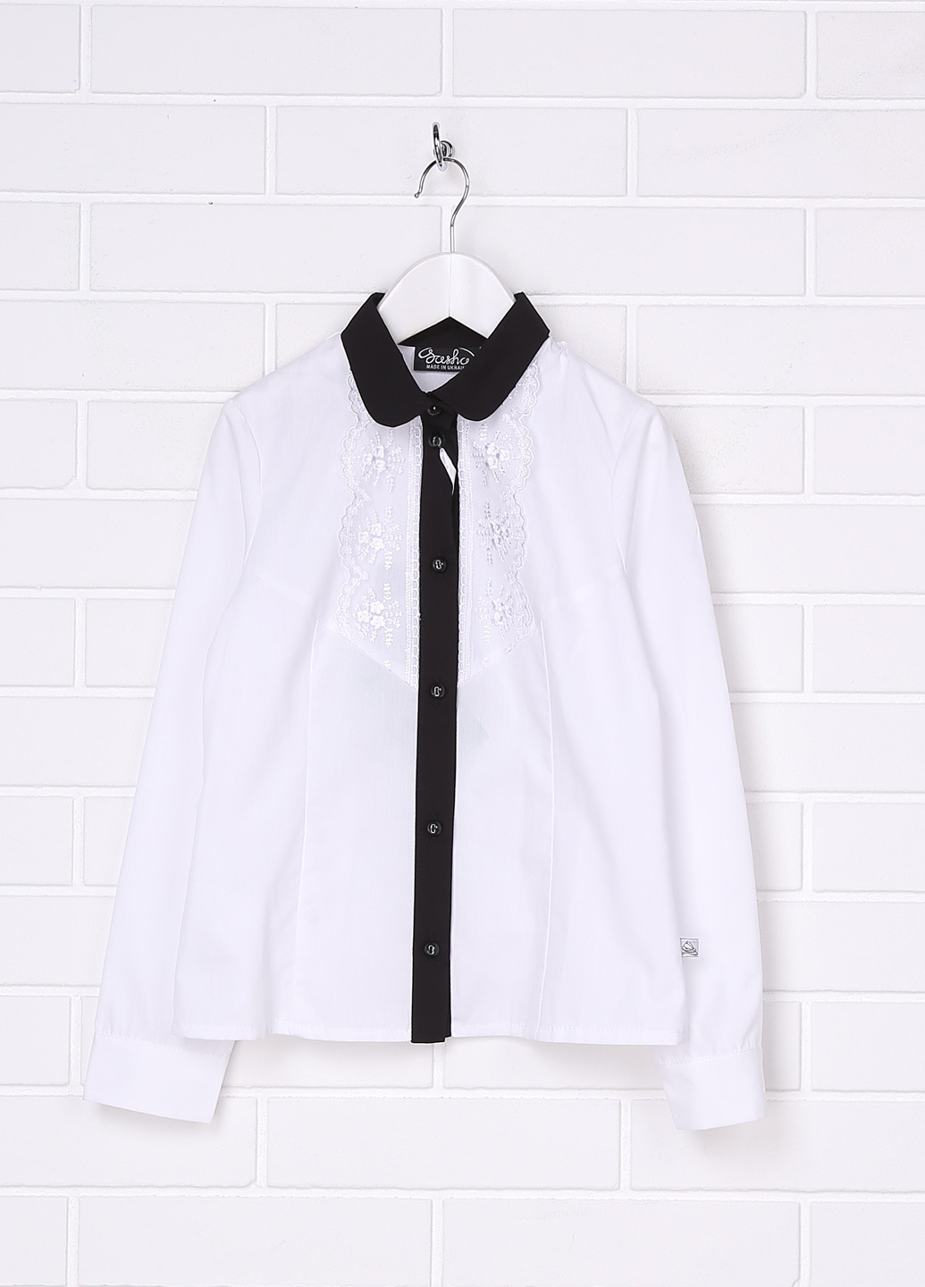 Белая однотонная блузка с длинным рукавом Sasha демисезонная
