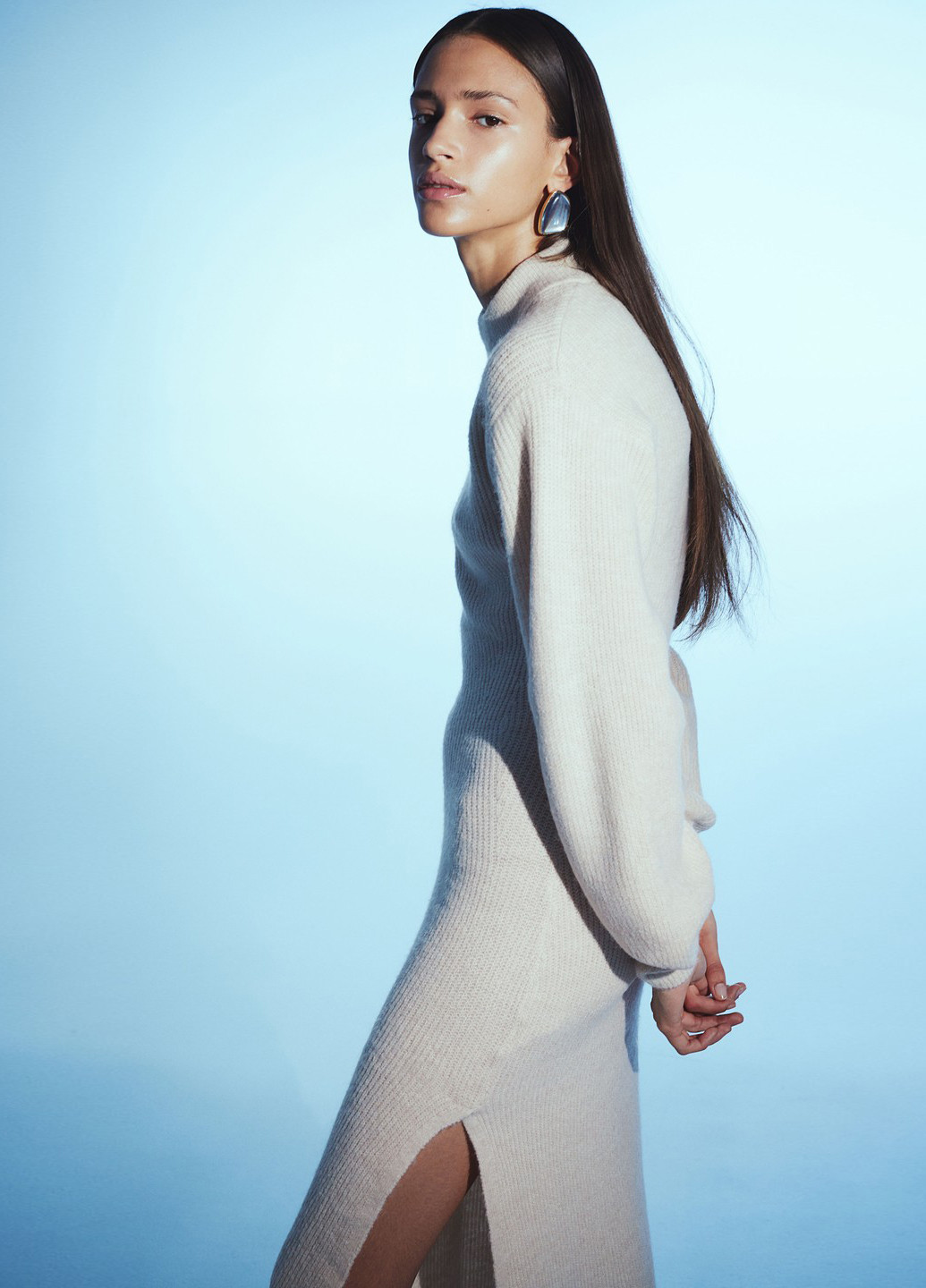 Світло-бежева кежуал сукня сукня светр H&M однотонна