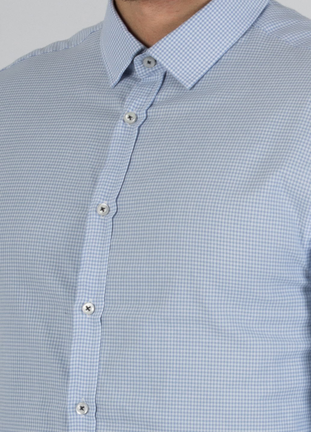 Голубой классическая рубашка в клетку Paul Hunter