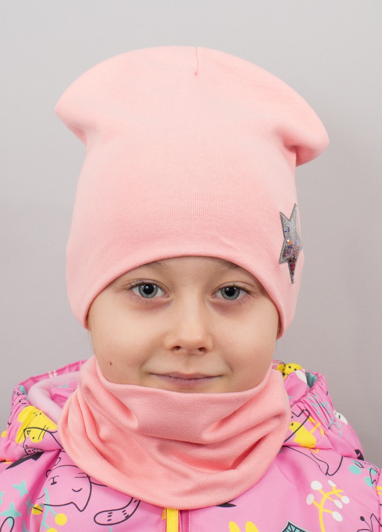 Детская шапка с хомутом КАНТА "Звезда" размер 52-56 розовый (OC-574) Канта (222439514)