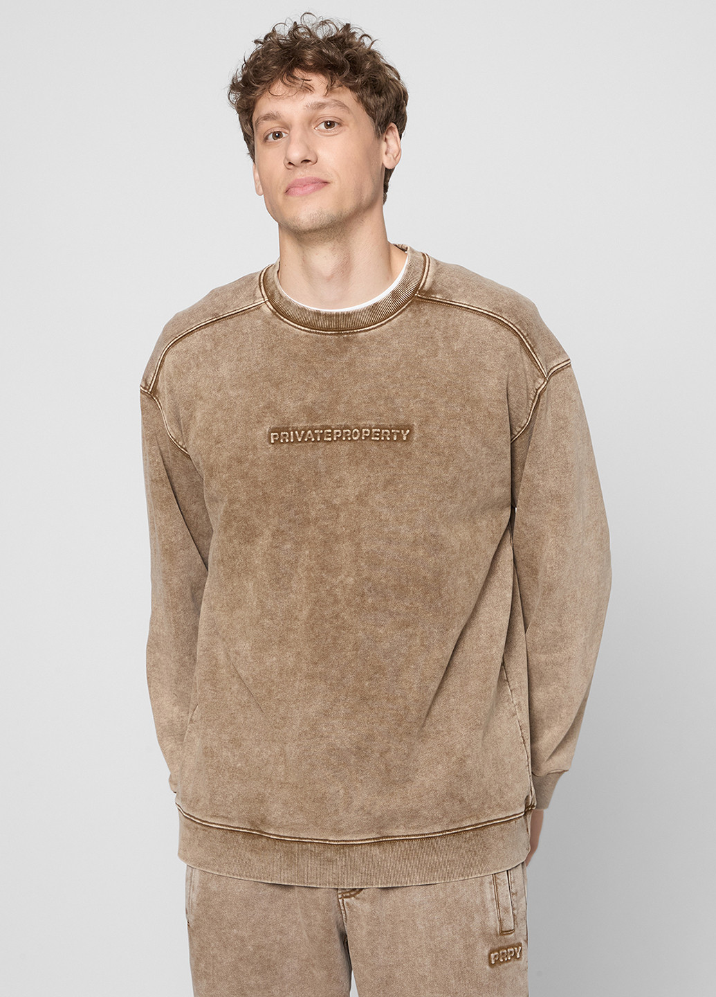 Бежевый свитшот PRPY варенка тиснение (361270795)