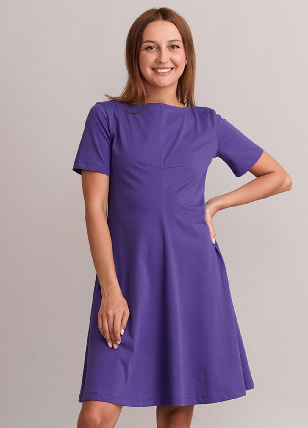 Фиолетовое домашнее платье клеш Promin однотонное