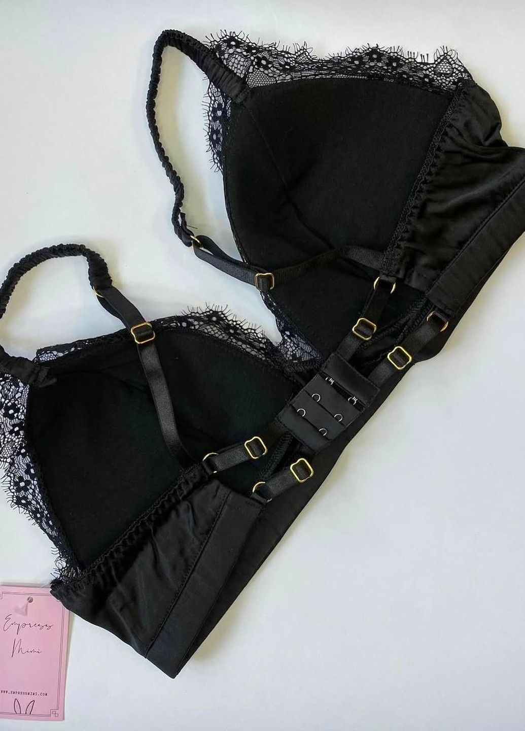 Чорний бралетт бюстгальтер Empress Mimi без кісточок шовк