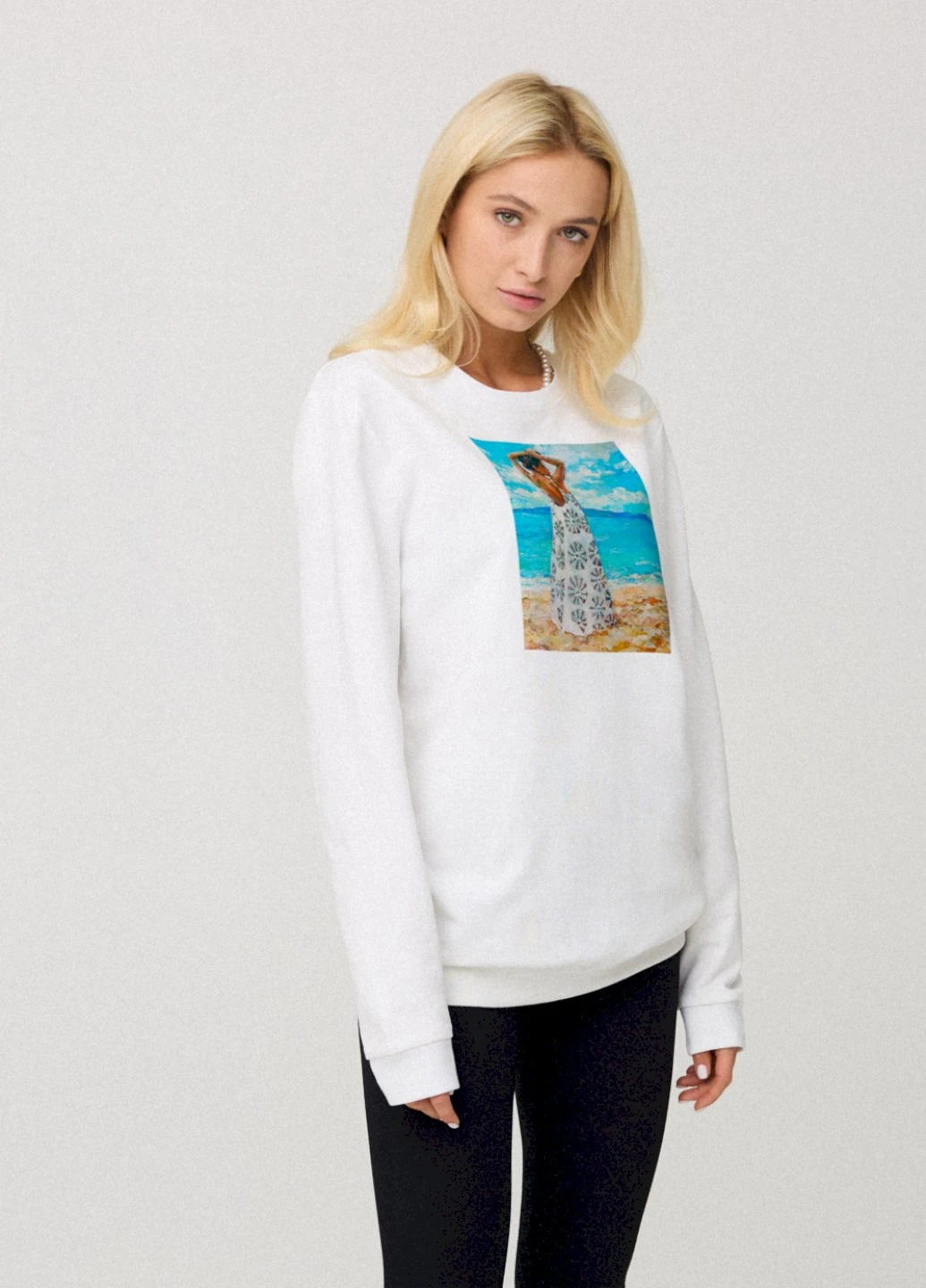 Білий свитшот женский oversize /no flis/ YAPPI (254658732)