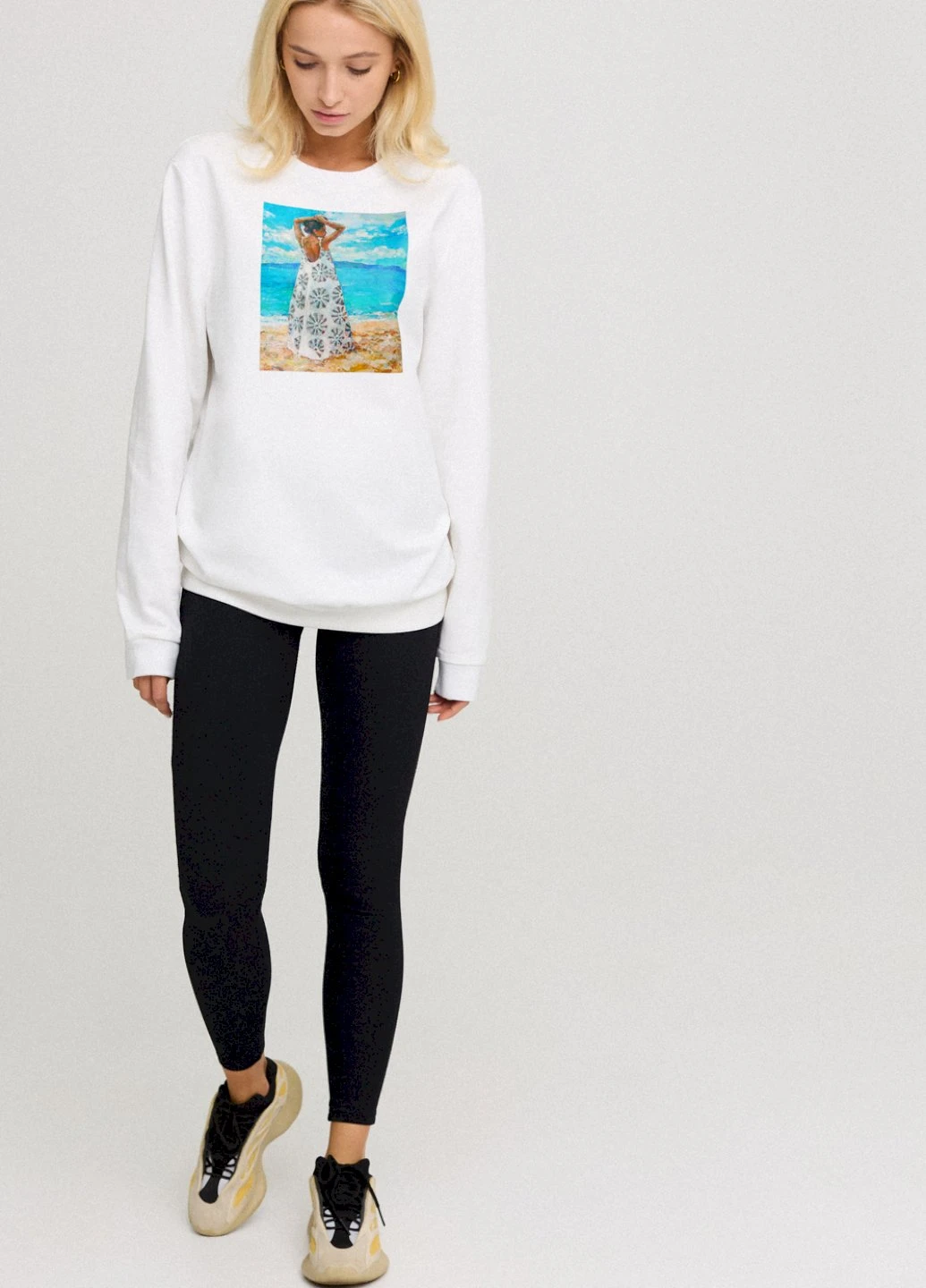 Білий свитшот женский oversize /no flis/ YAPPI (254658732)