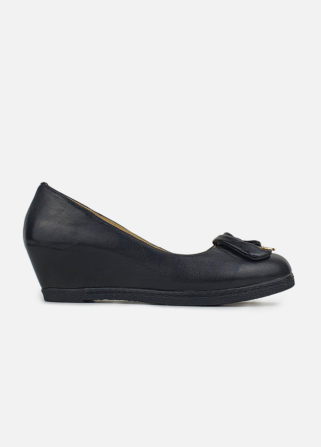 Жіночі туфлі на танкетці середньої шкіряні чорні Blue Puem туфли (252654840)