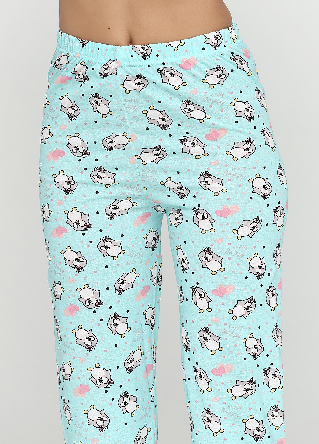 Бірюзовий демісезонний комплект (футболка, штани, маска для сну) Rinda Pijama