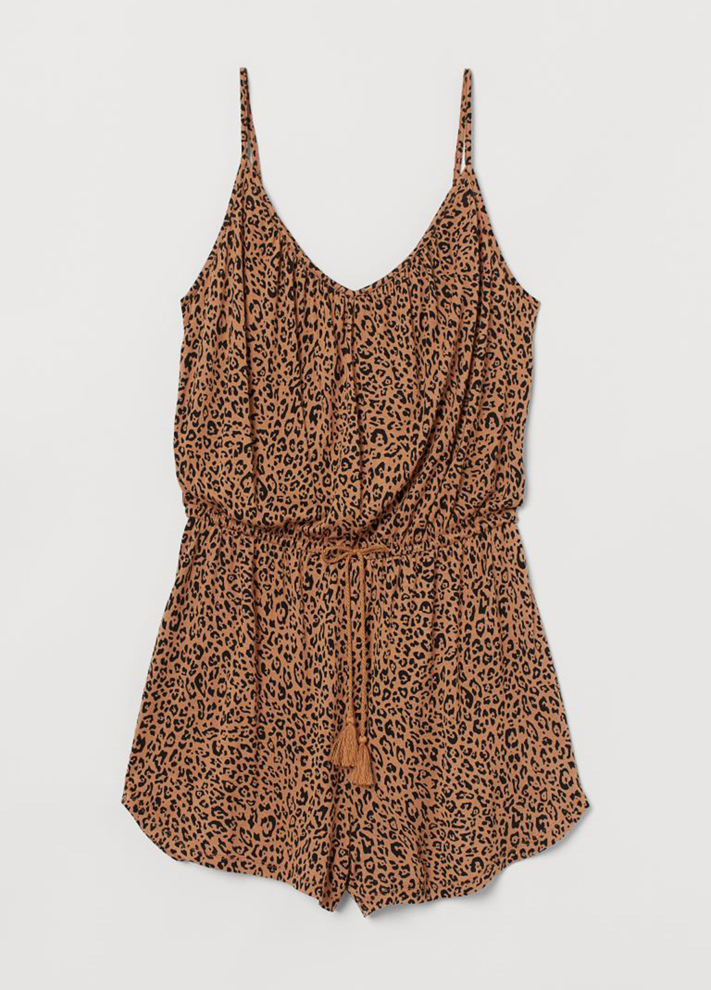 Комбінезон H&M комбінезон-шорти леопардовий світло-коричневий кежуал віскоза, трикотаж