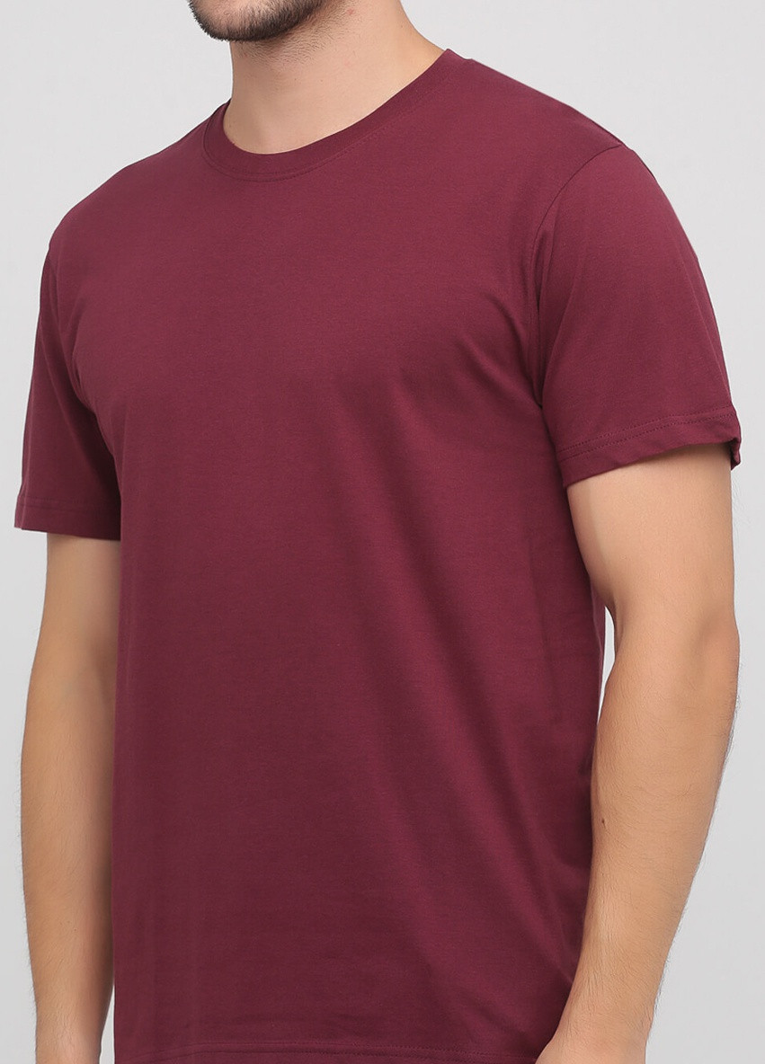 Бордовая футболка мужская безшовная с круглым воротником Stedman