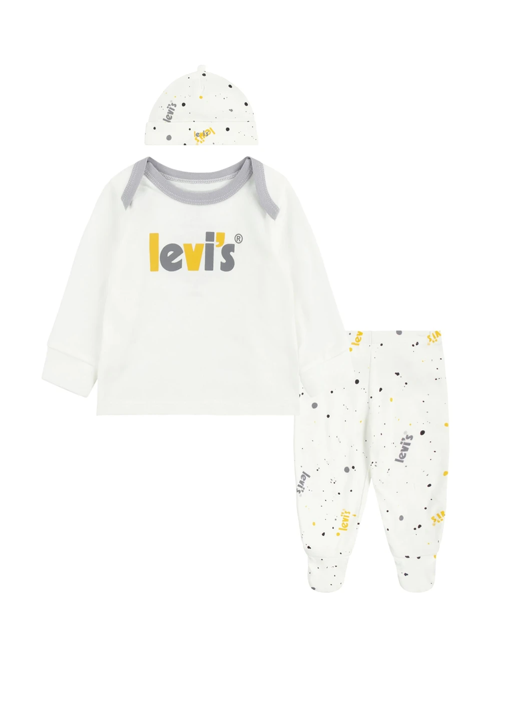 Білий демісезонний комплект (лонгслів, повзунки, шапка) Levi's