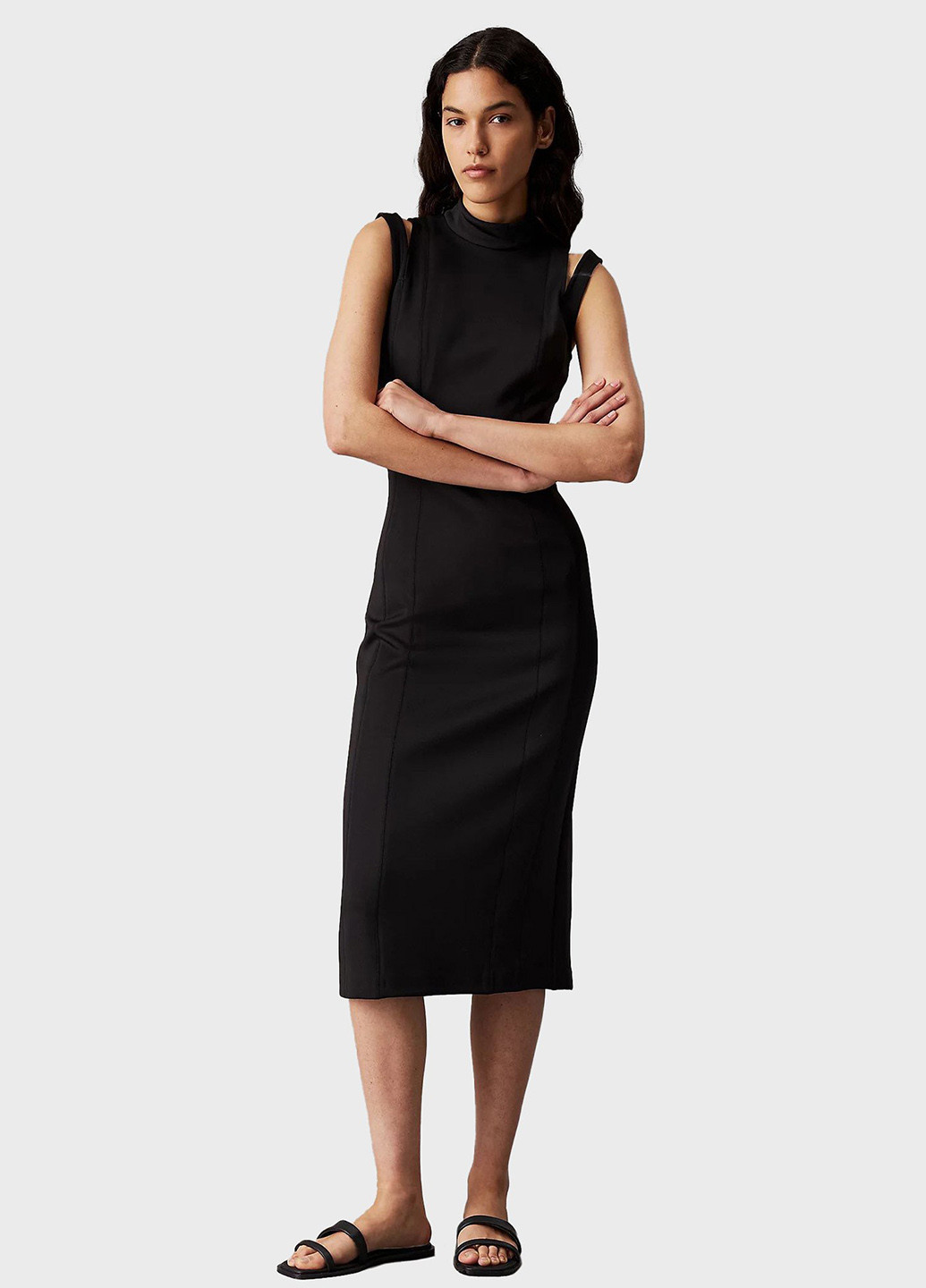 Чорна кежуал сукня силуетна, сукня-майка Calvin Klein однотонна