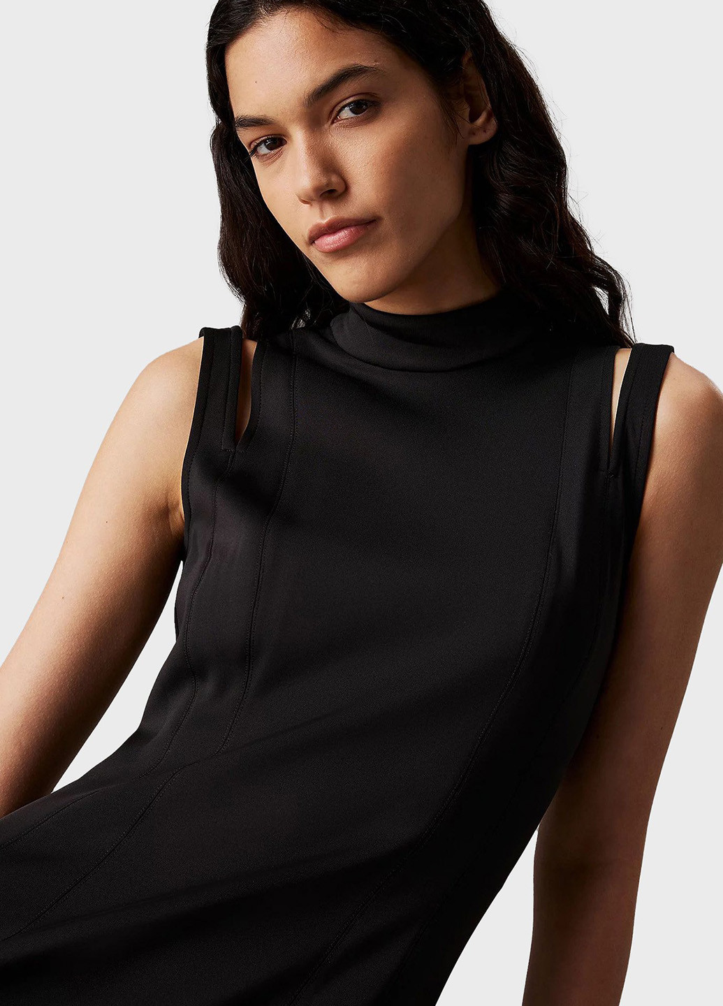 Чорна кежуал сукня силуетна, сукня-майка Calvin Klein однотонна