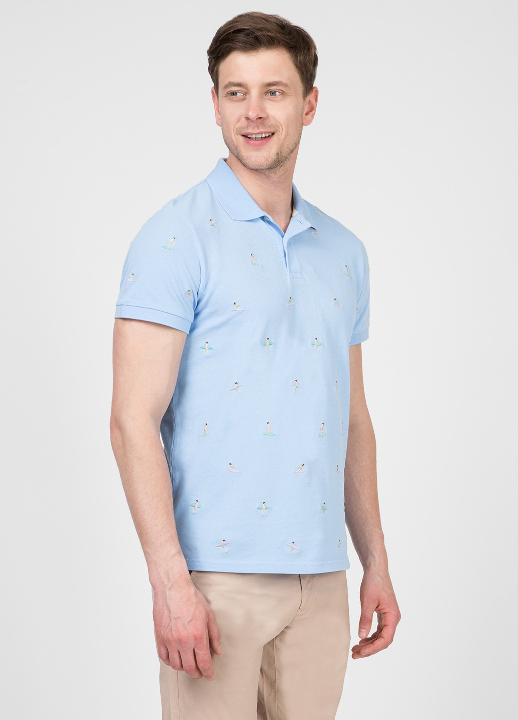 Голубой футболка-поло для мужчин Gant с рисунком