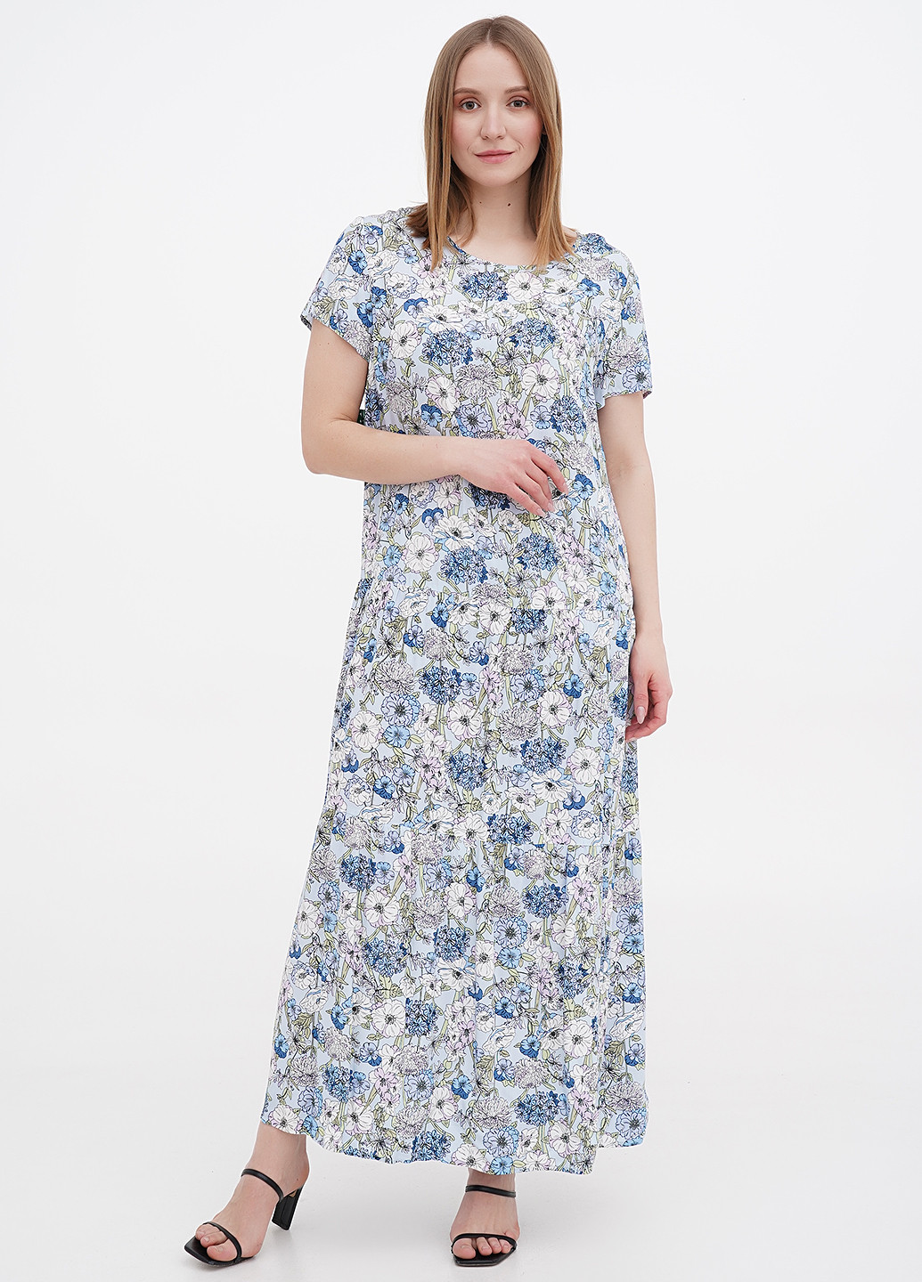 Світло-блакитна кежуал сукня а-силует Ruta-S з квітковим принтом
