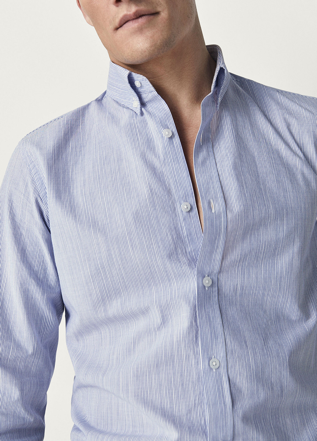Голубой кэжуал рубашка меланж Massimo Dutti