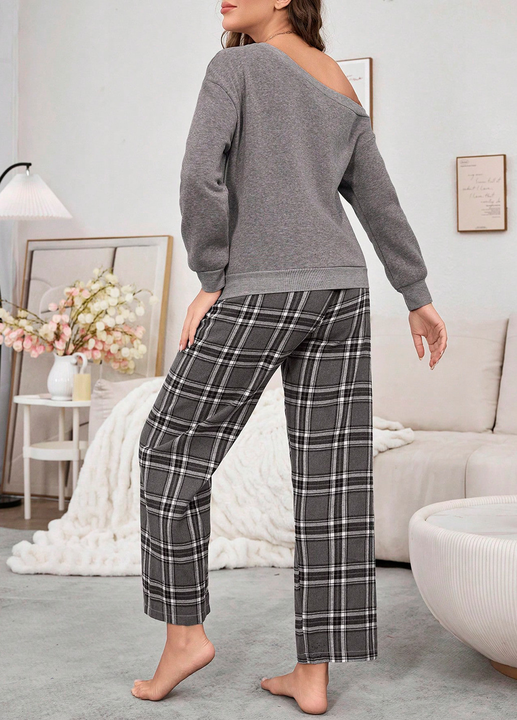 Серая всесезон пижама (свитшот, брюки) свитшот + брюки SHEIN
