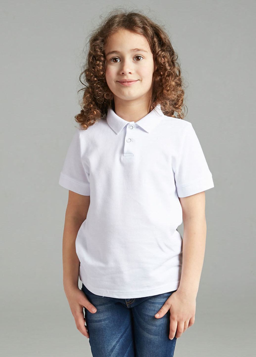 Белая детская футболка-поло для мальчика Promin однотонная