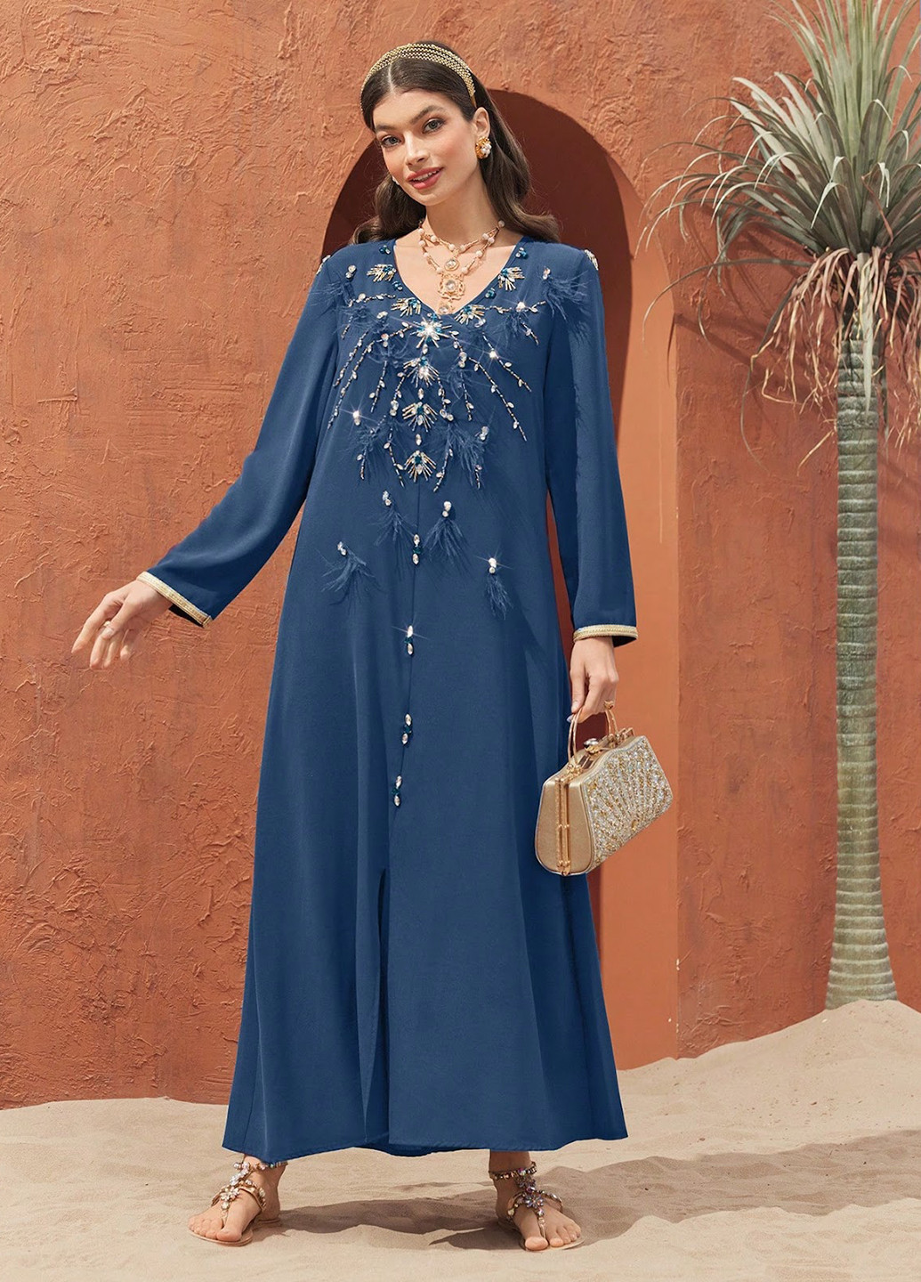 Сіро-синя вечірня сукня а-силует SHEIN з квітковим принтом