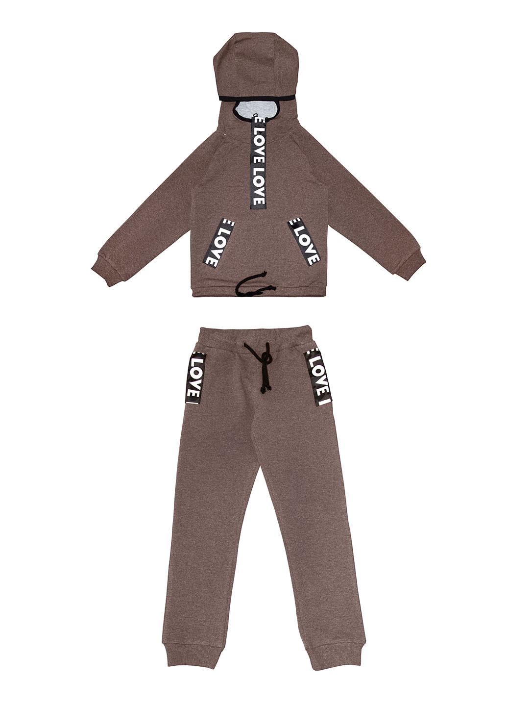 Коричневый демисезонный костюм (худи, брюки) брючный Kids Couture