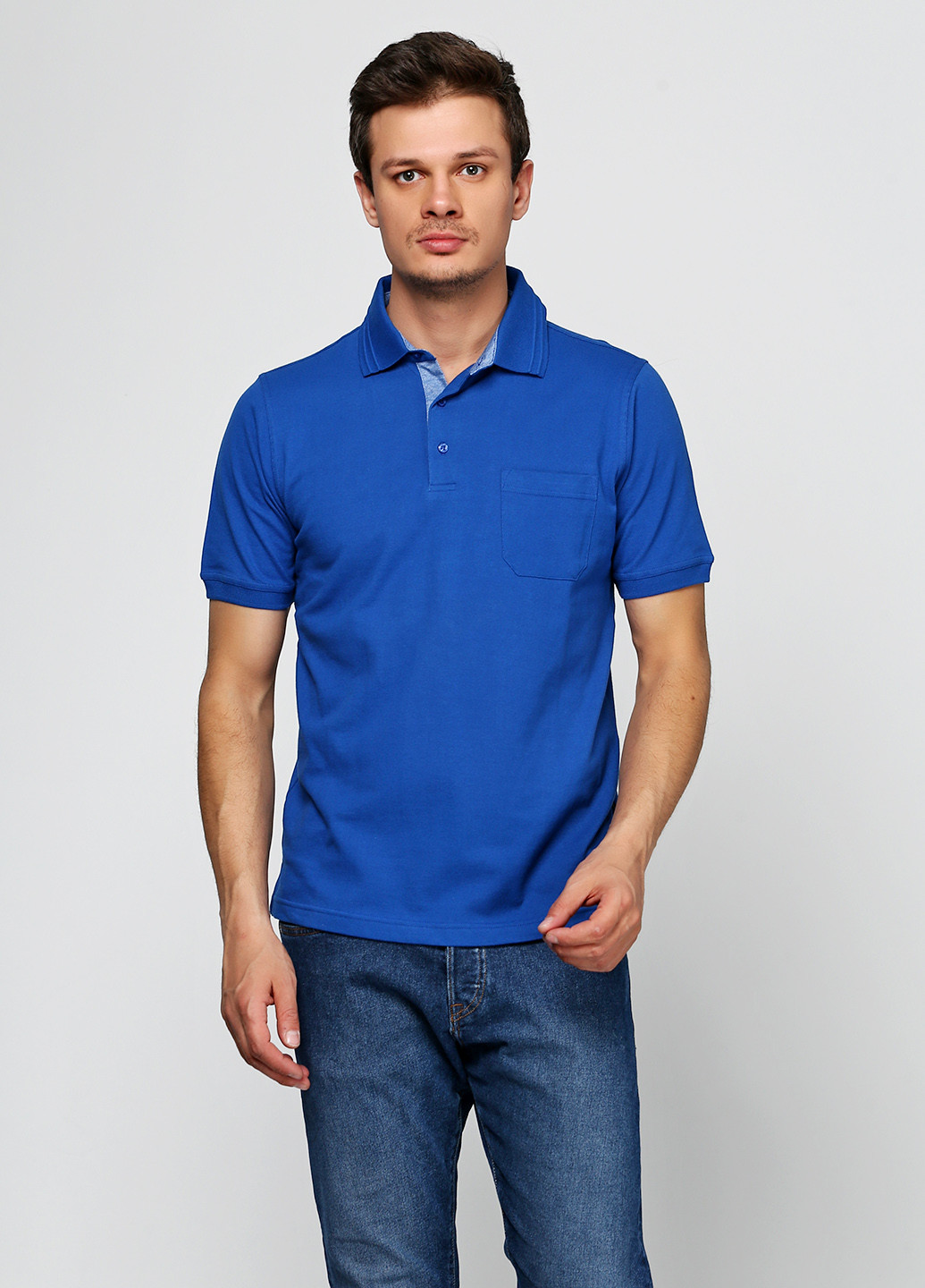 Синяя футболка-поло для мужчин Clipper однотонная