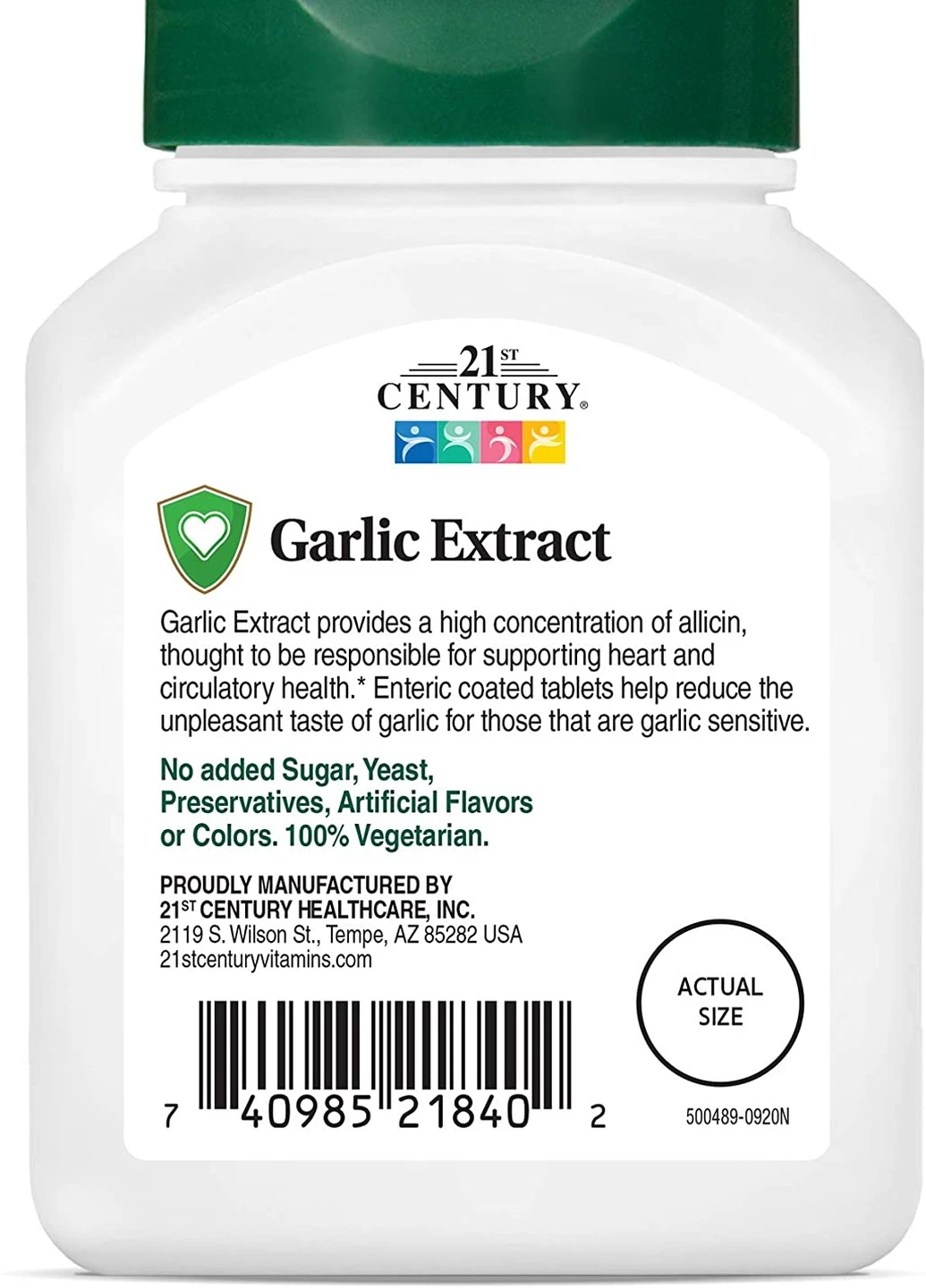 Экстракт чеснока Garlic Extract, Standardized, 60 Enteric Coated Tablets 21st Century (254325782)