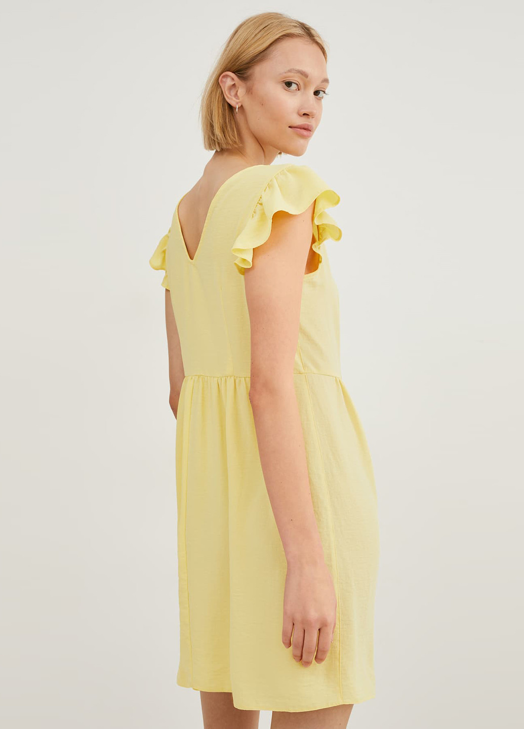 Желтое кэжуал платье а-силуэт C&A однотонное