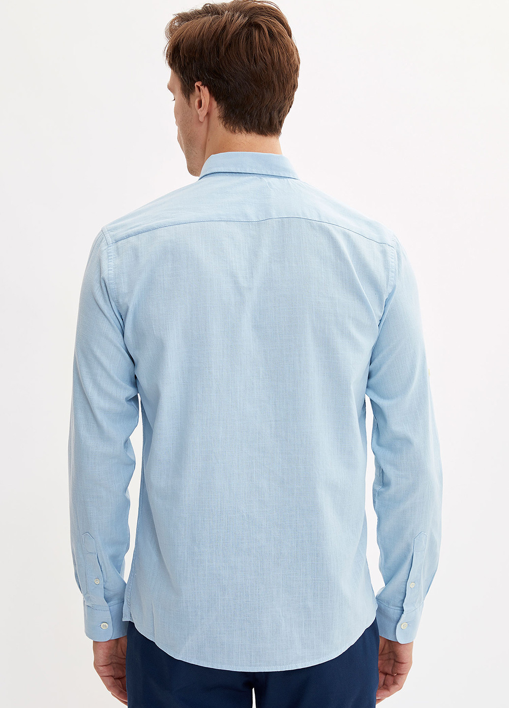Светло-голубой кэжуал рубашка DeFacto с длинным рукавом