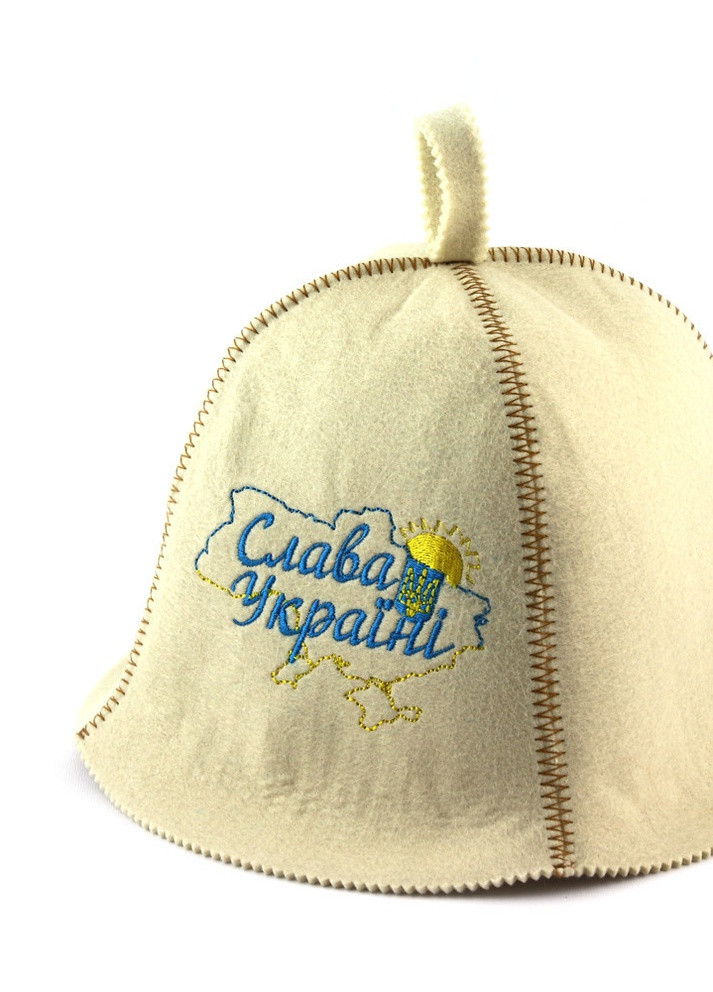 Банна шапка "Слава Україні", штучне хутро, білий (LA-322) Luxyart (252611414)