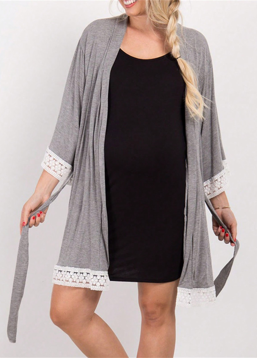 Комбинированный демисезонный комплект для беременных (халат, ночная рубашка) SHEIN