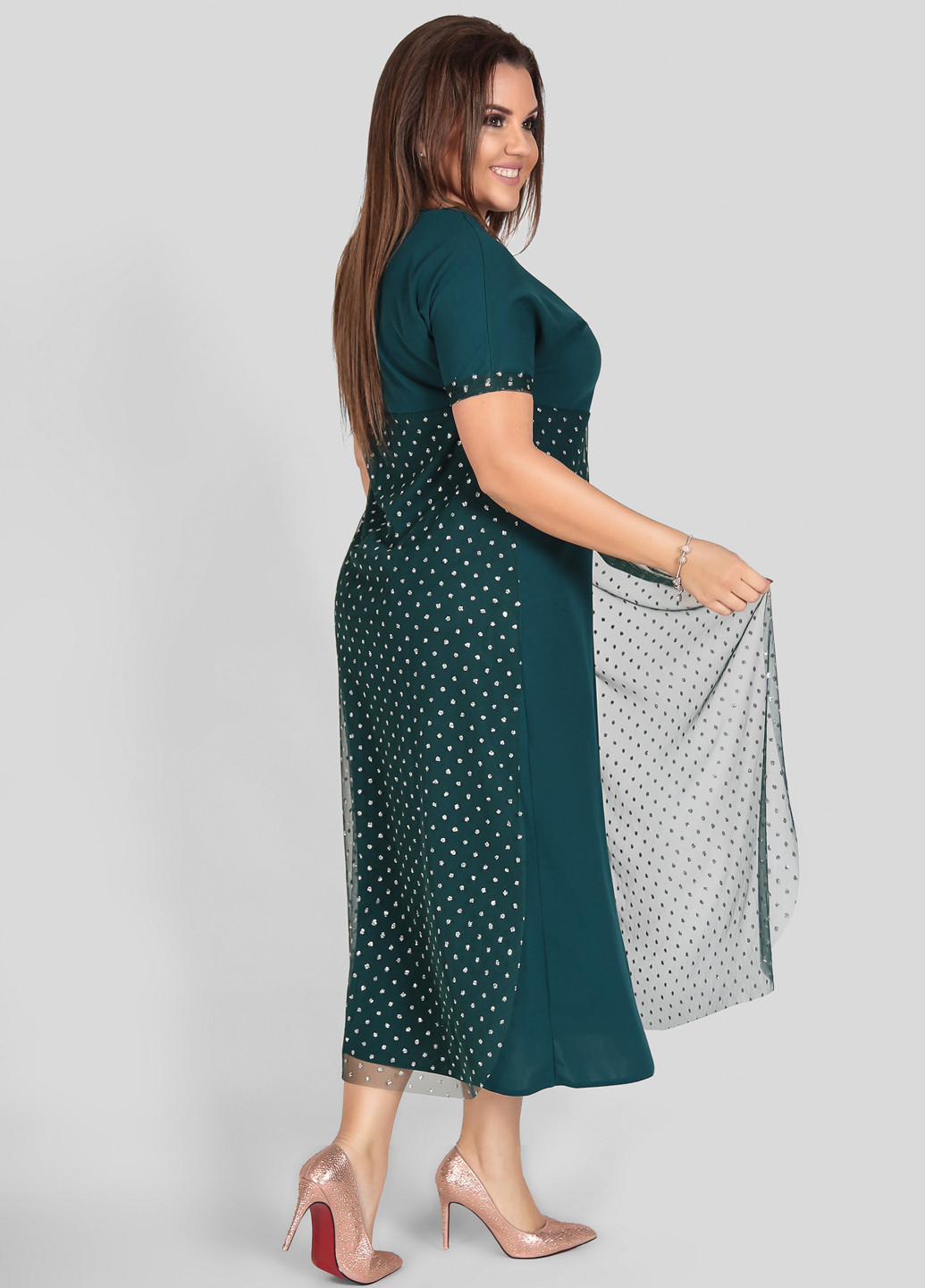 Бутылочное зеленое кэжуал платье Charm Collection однотонное