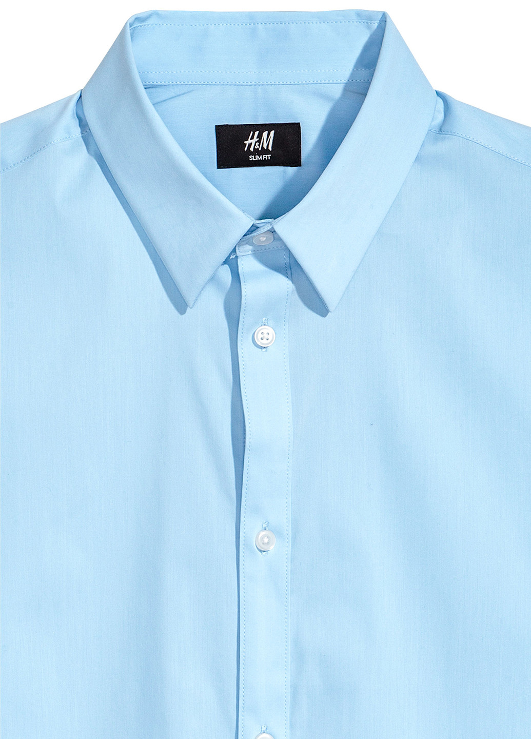 Сорочка H&M однотонна блакитна кежуал бавовна