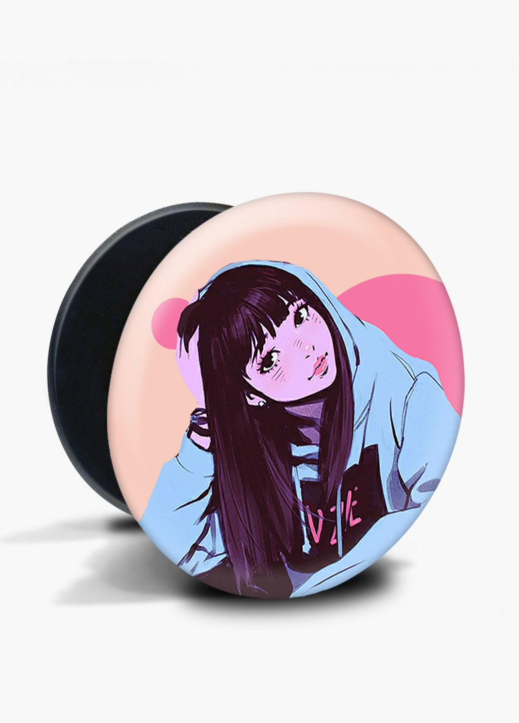 Попсокет (Popsockets) тримач для смартфону Дівчина (Girl) (8754-2836) Чорний MobiPrint (221548569)