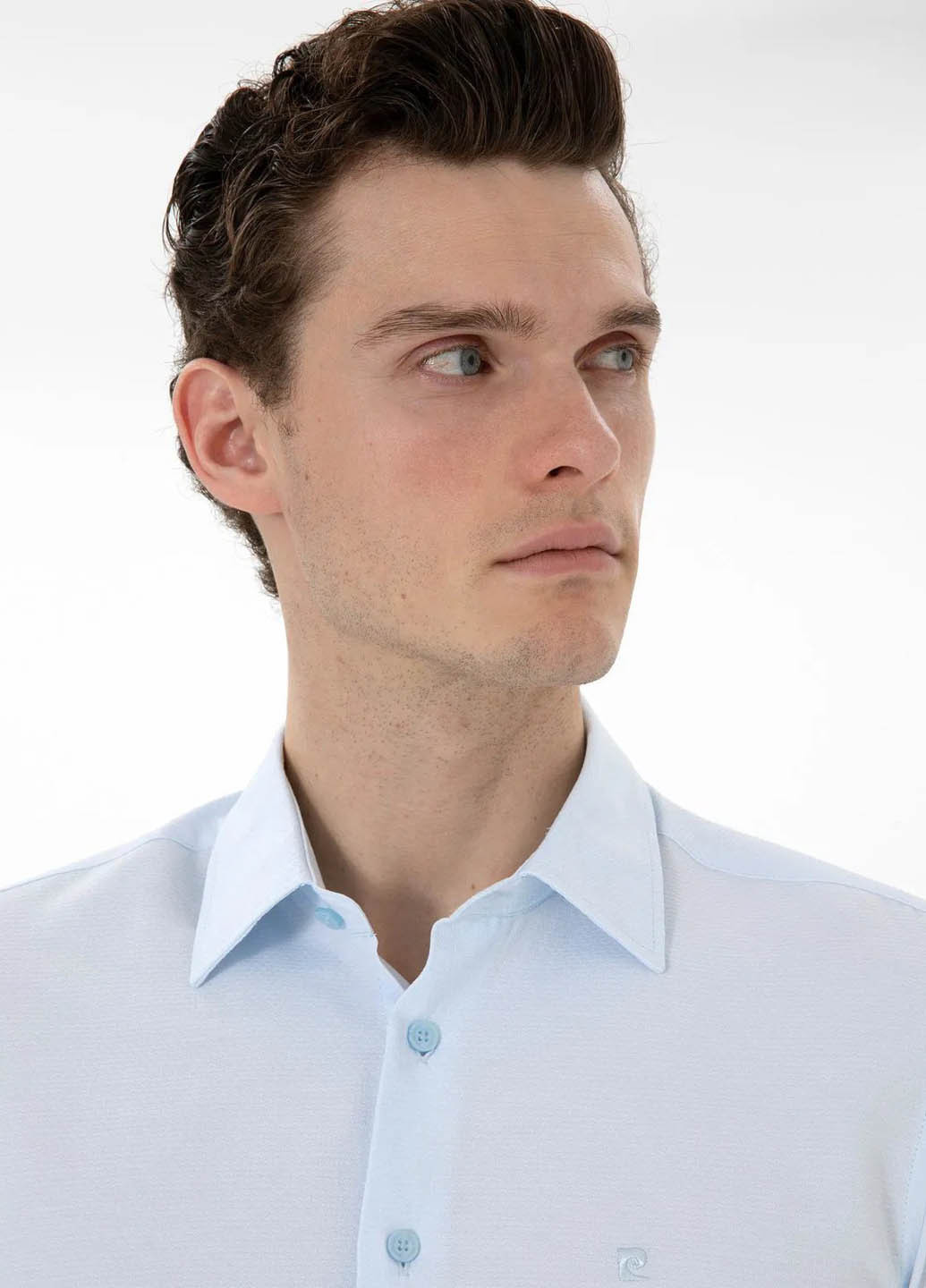 Голубой классическая рубашка однотонная Pierre Cardin