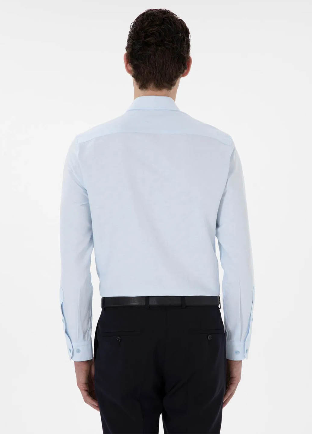 Голубой классическая рубашка однотонная Pierre Cardin