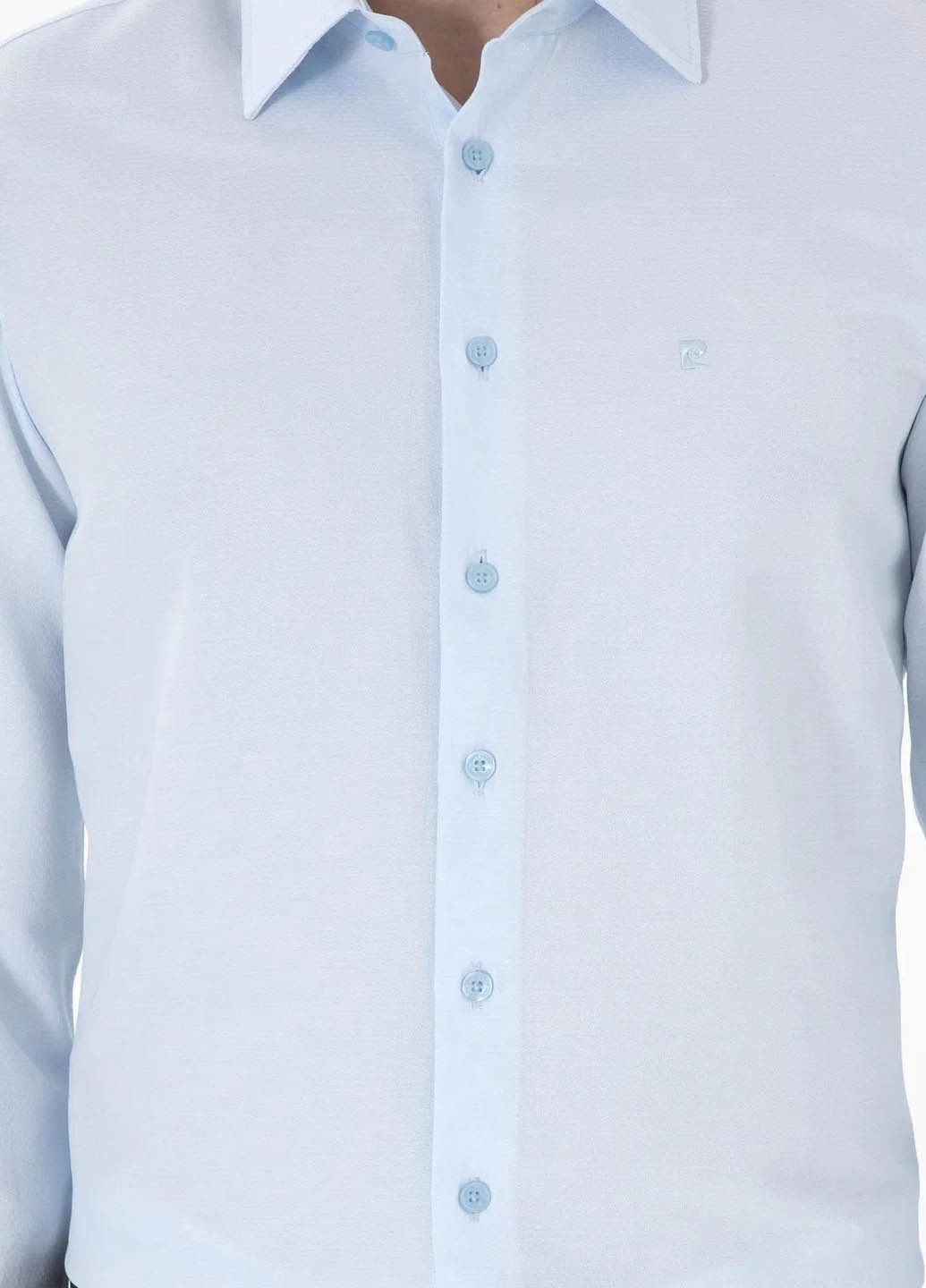 Голубой классическая рубашка однотонная Pierre Cardin