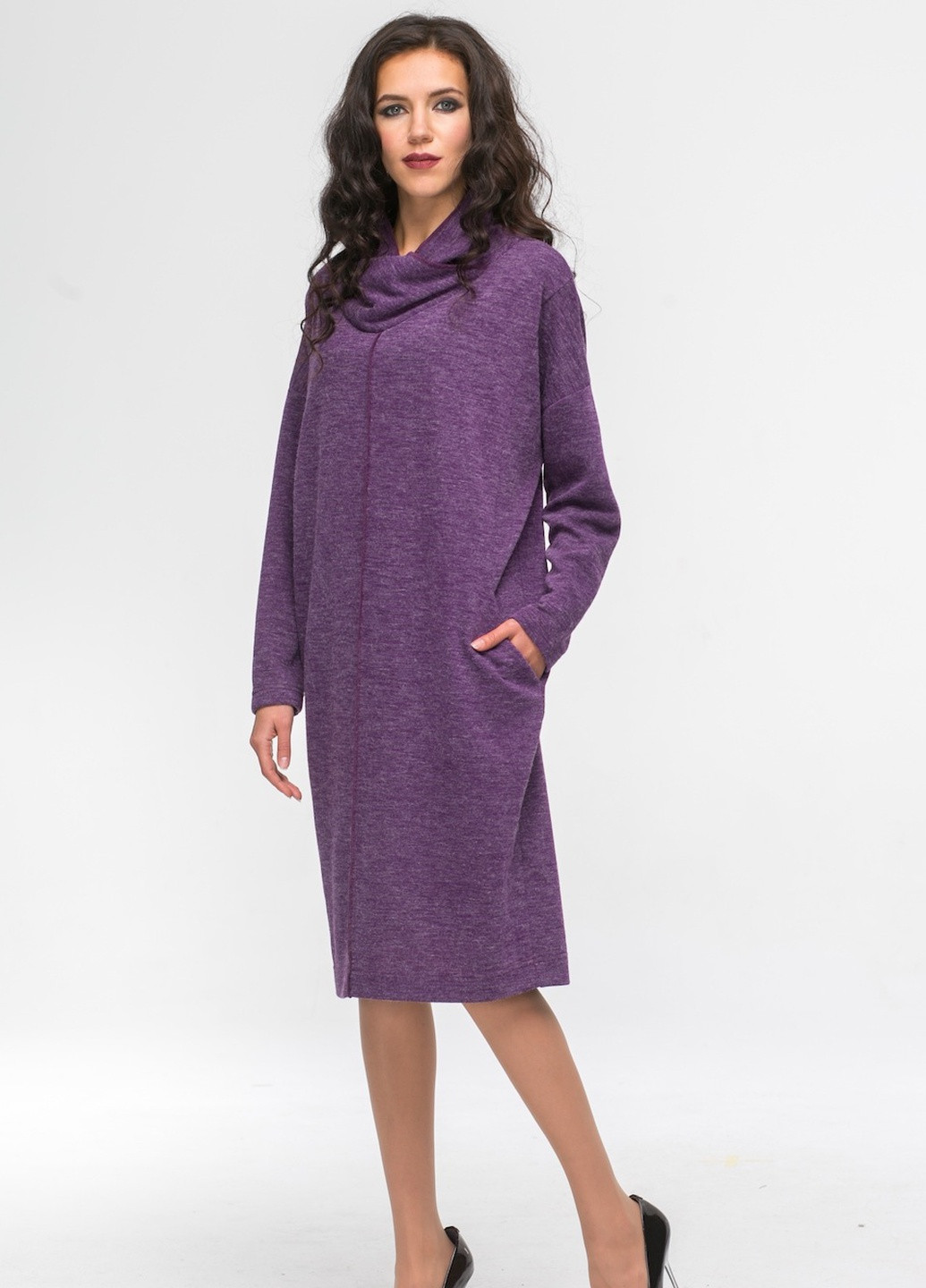 Фиолетовое кэжуал платье меланж фиолетовый Jet однотонное