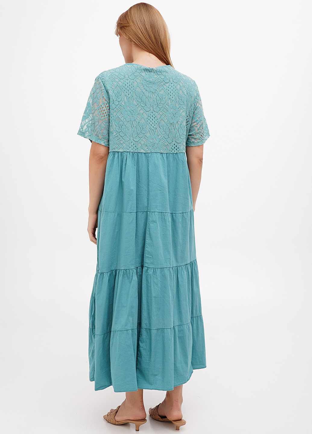 Бирюзовое кэжуал платье оверсайз L&N однотонное