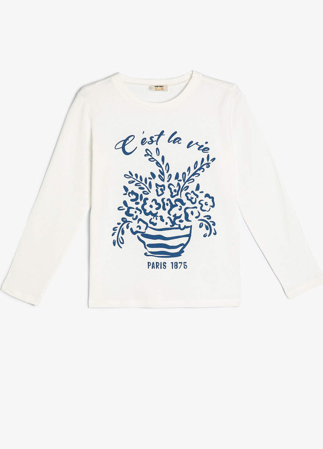 Молочный демисезонный кэжуал лонгслив KOTON с цветами