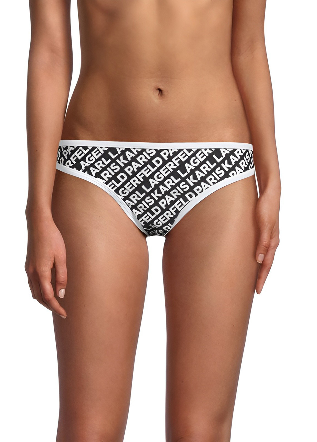Черно-белые купальные трусики-плавки с логотипом Karl Lagerfeld