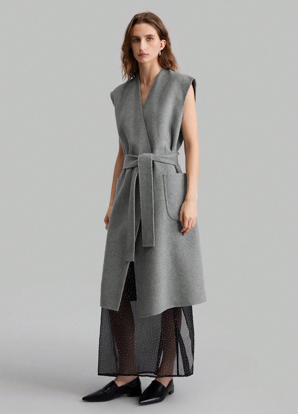 Серое демисезонное Пальто оверсайз SHEIN